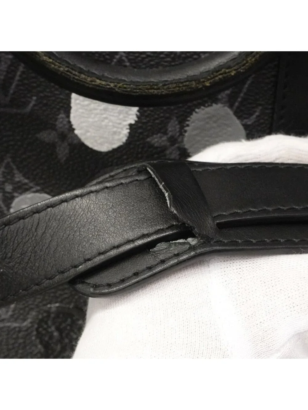 Louis Vuitton Tote Monogram Eclipse Sac Plat Black 2-Way Yayoi Kusama Collaborat